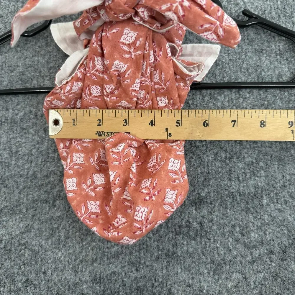 Emily Levine Dumpling Bamboo Handles Tote Bag Rust Floral Cotton Ring Boho